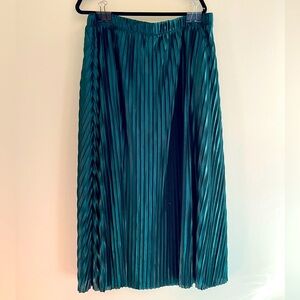 Lane Bryant Pleated Green Silky Skirt